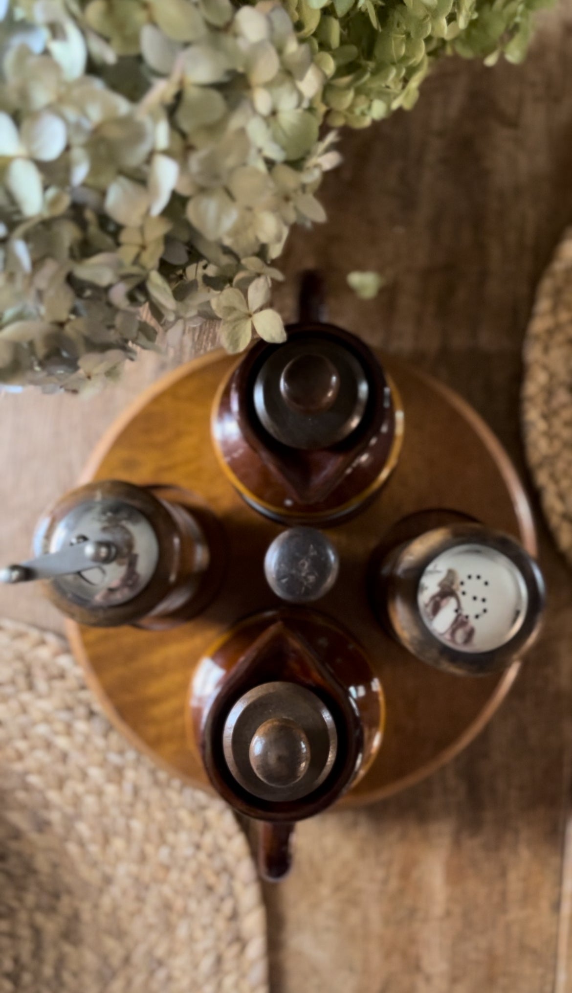 Vintage Lazy Susan Condiment Set