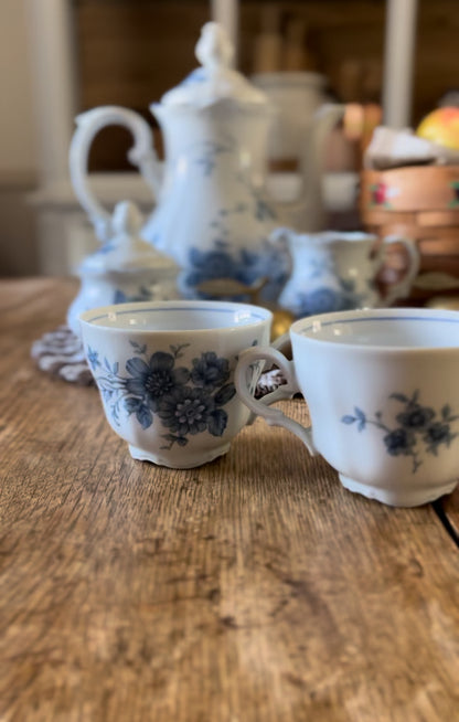 Set of 3 Blue and White Bavarian Mitterteich Teacups