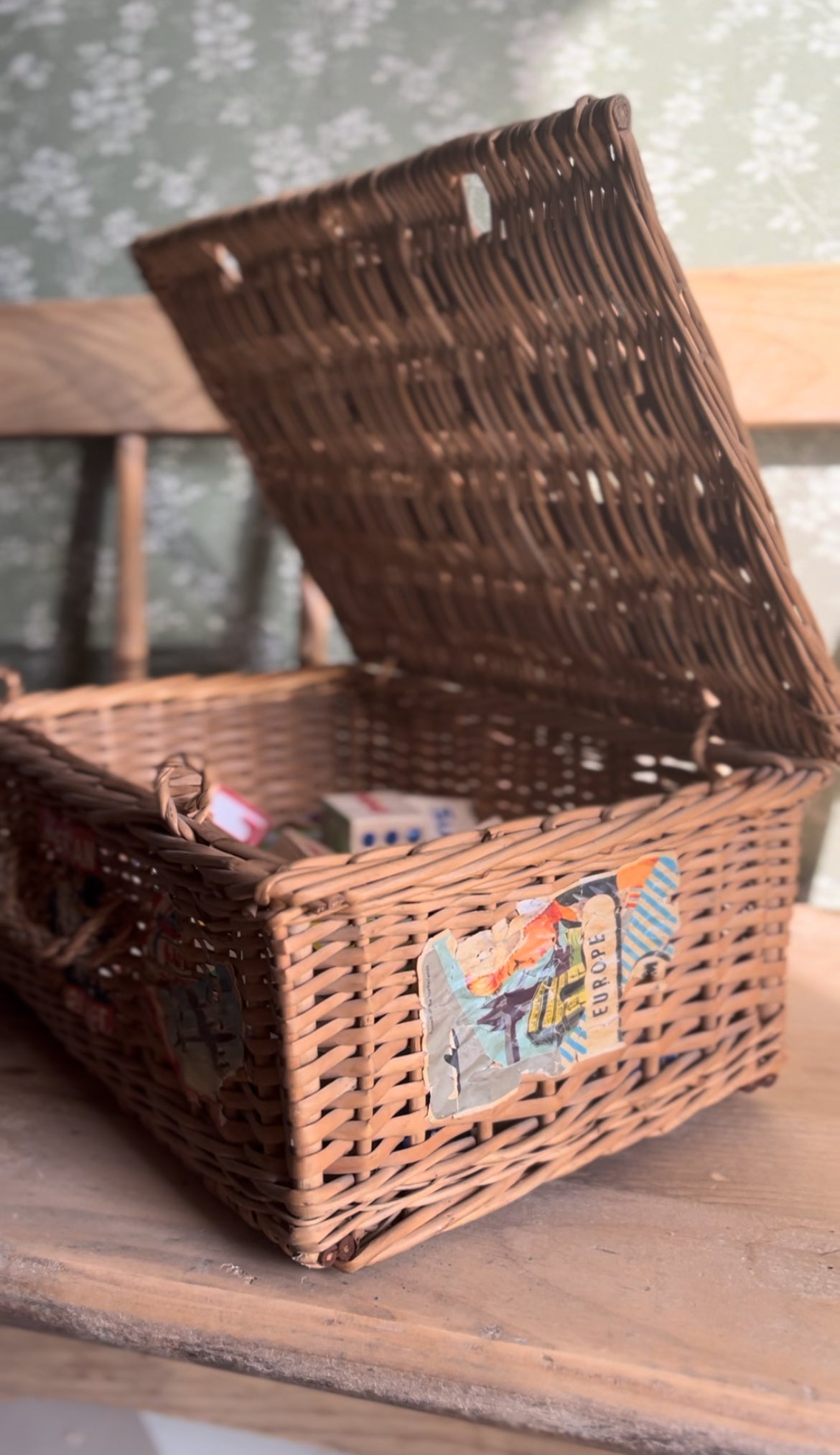 Vintage Wicker Basket with Lid