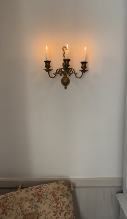 Solid Brass Three Candle Sconce