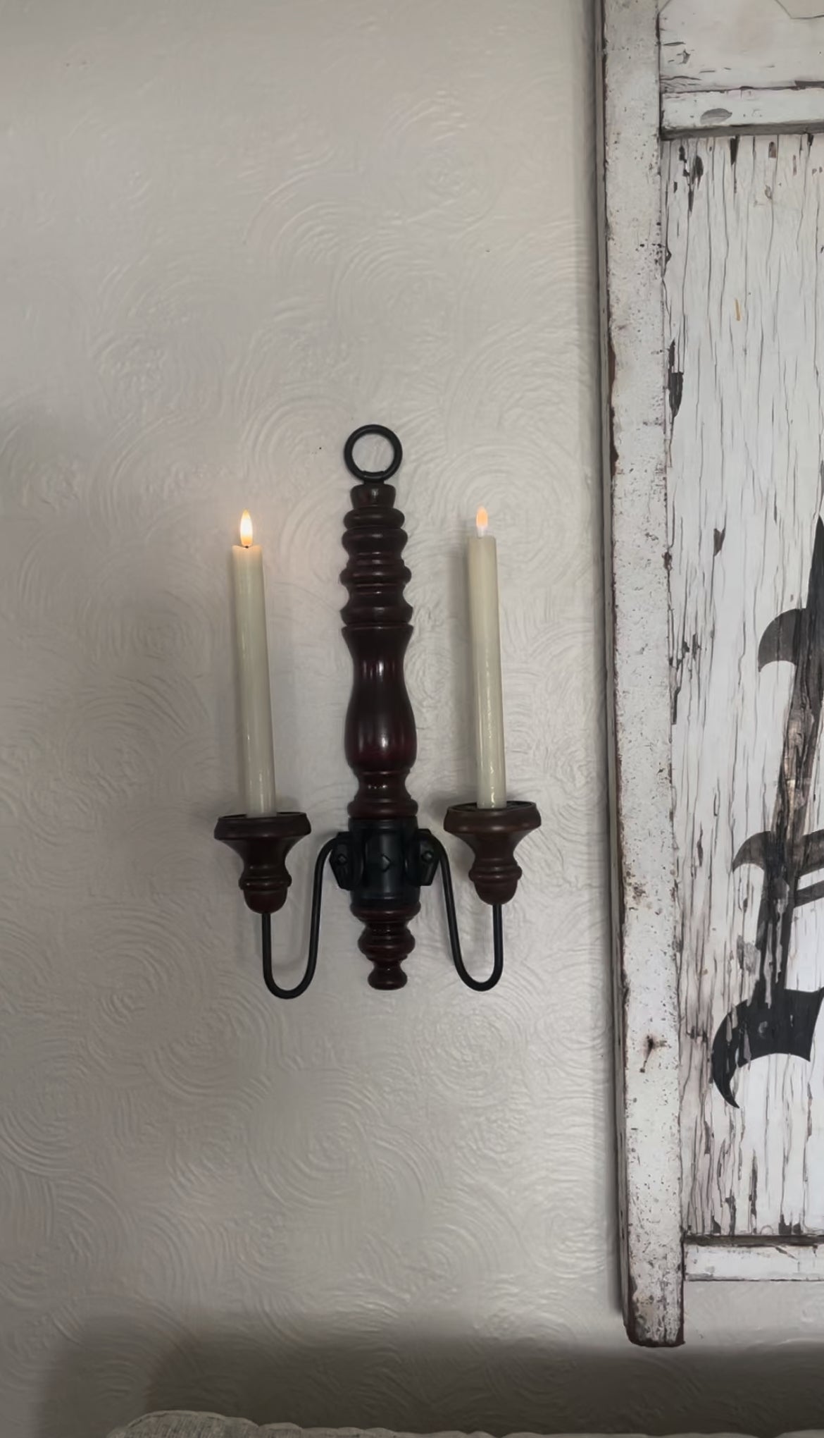 Wood and Wrought Iron Sconce (1 available)