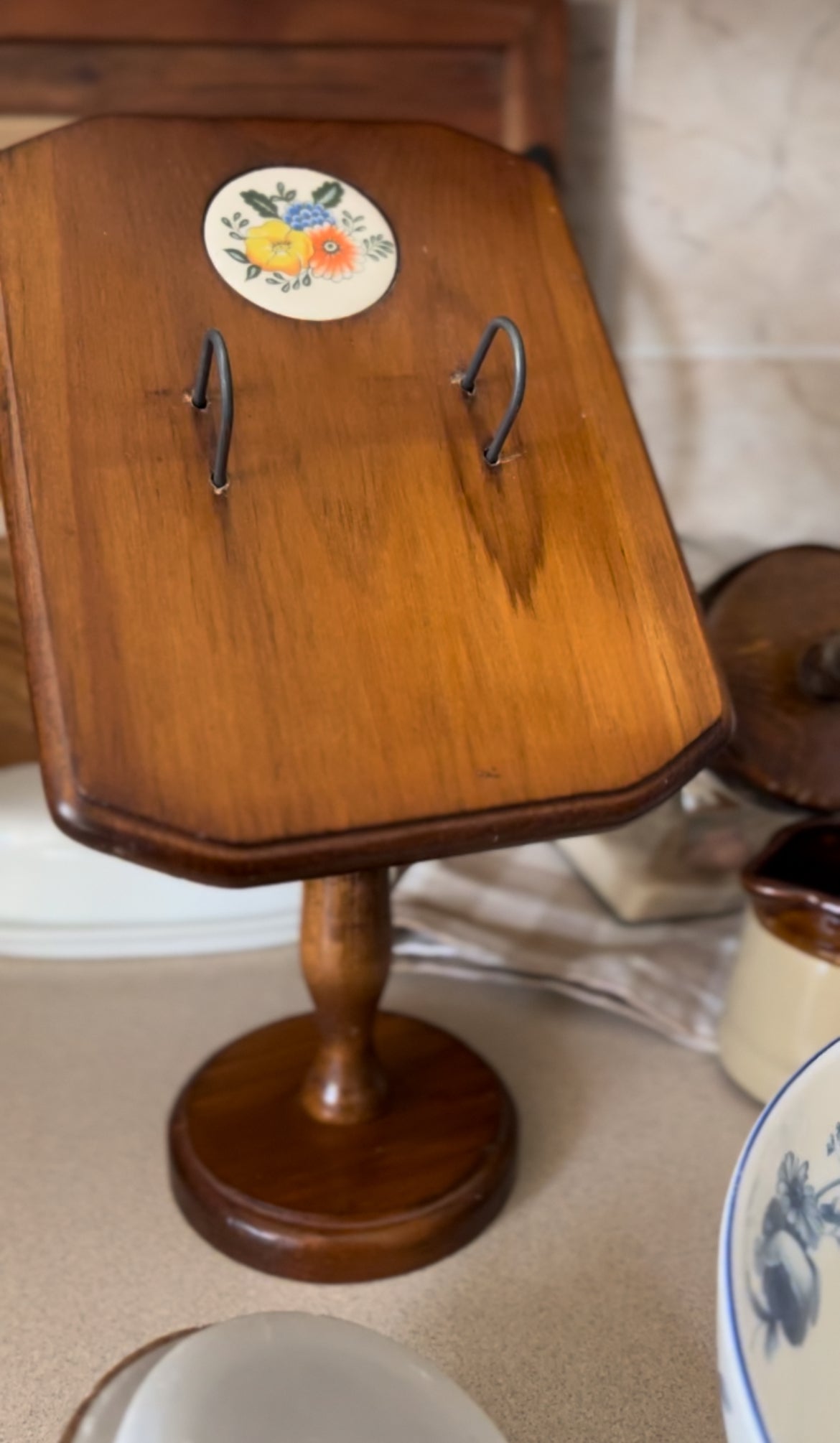 Vintage Wooden Standing Recipe Card Holder