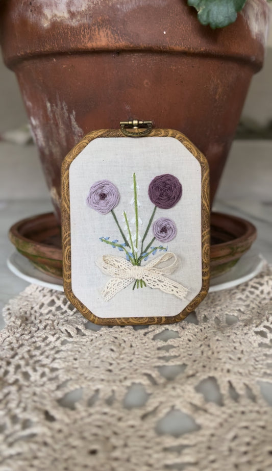 Purple Peony Bouquet Embroidery