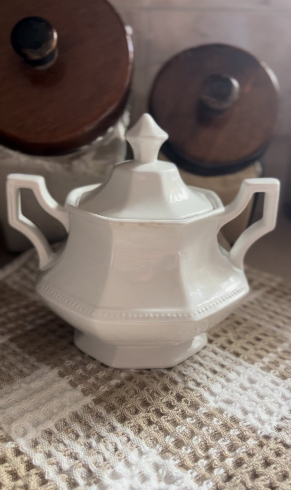 White English Ironstone Sugar Dish