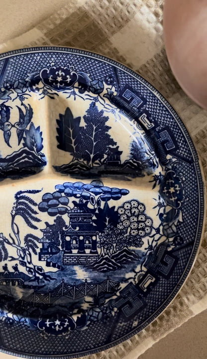 Vintage Moriyama Blue and White Dinner Plate (likely 1940s)