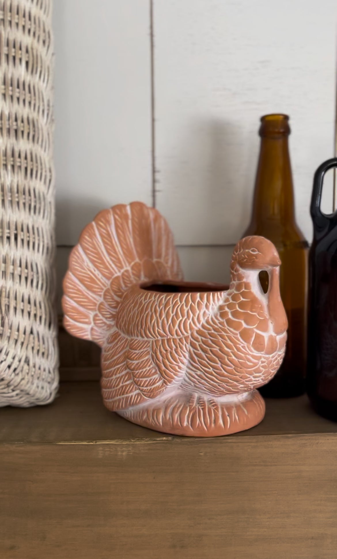 Vintage Holland Floral Inc Terra Cotta Turkey Vase