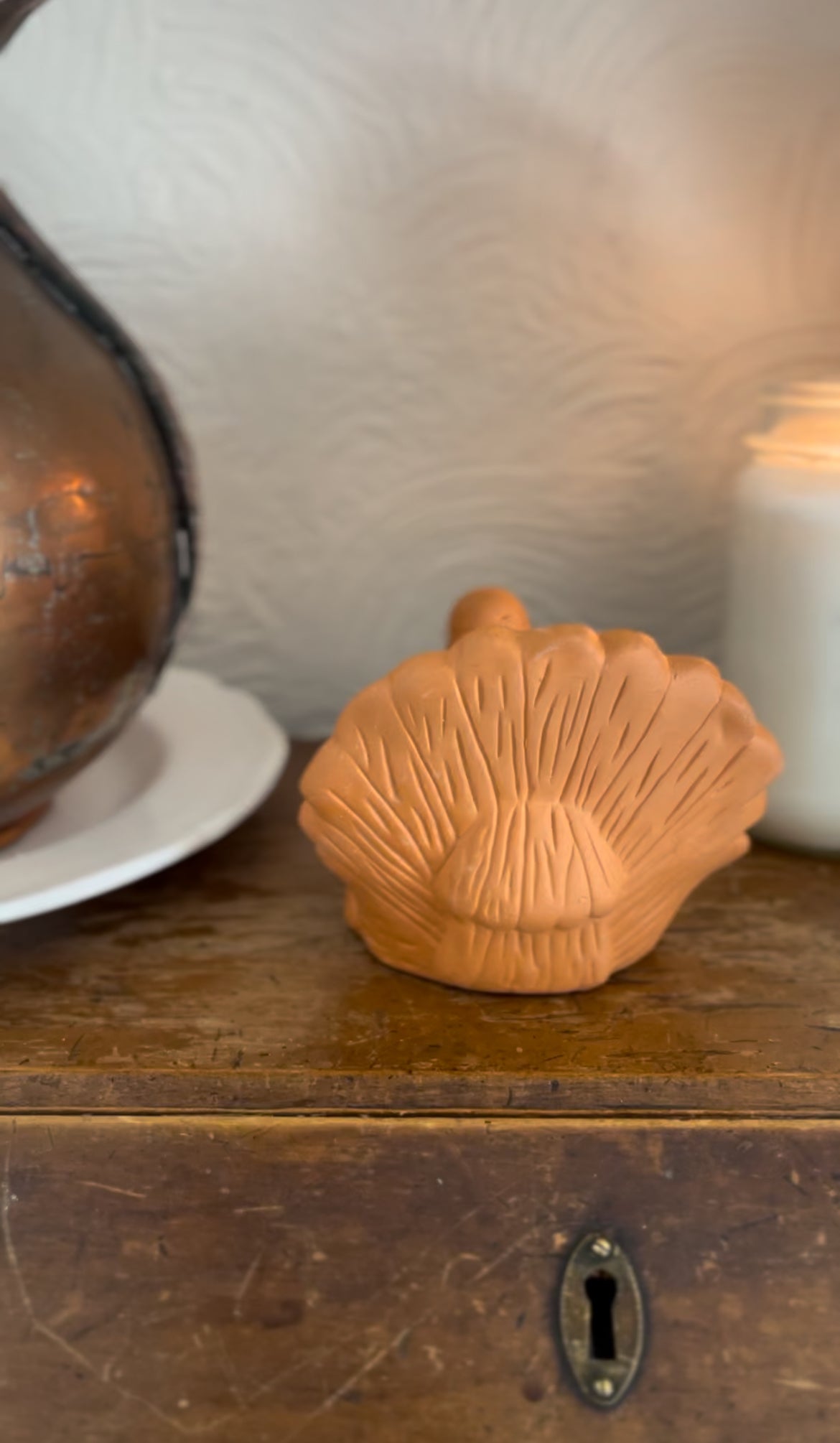 Terra Cotta Turkey Votif Candle Holder