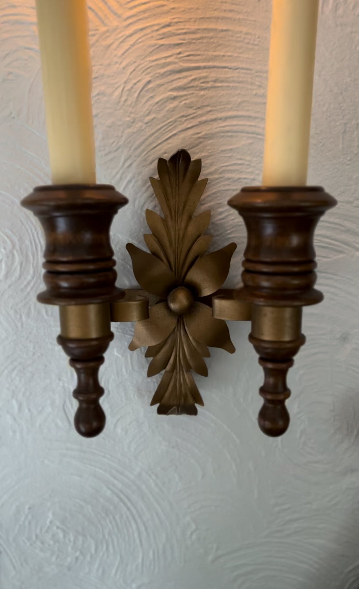 Wooden and Metal Double Sconce