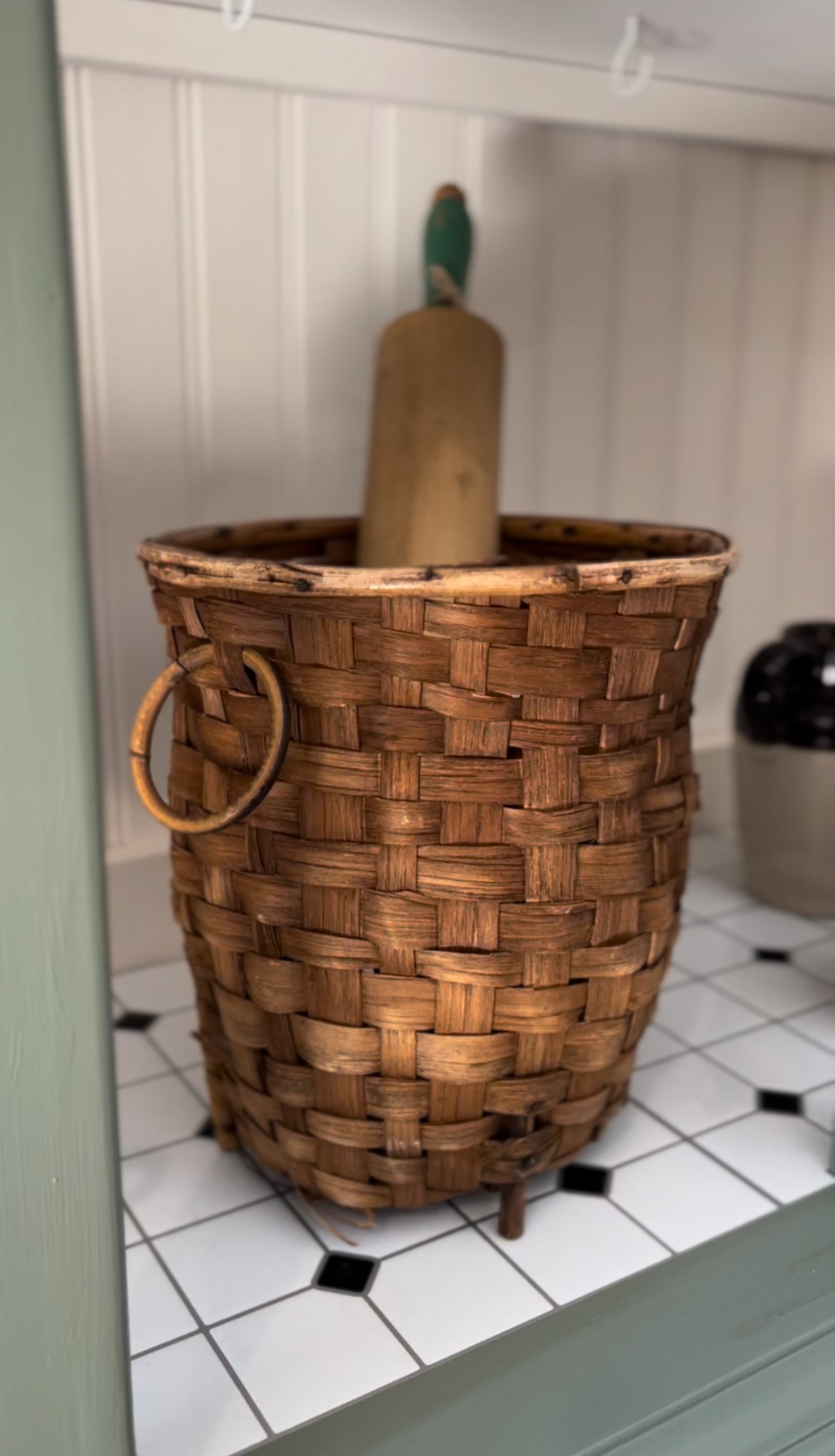 Woven Footed Basket with Handles