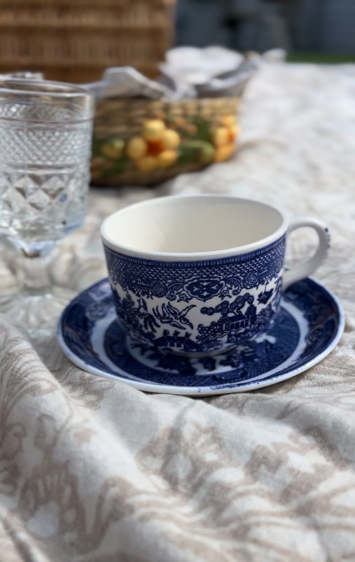 Blue Willow English Teacups With Saucers (3 left)