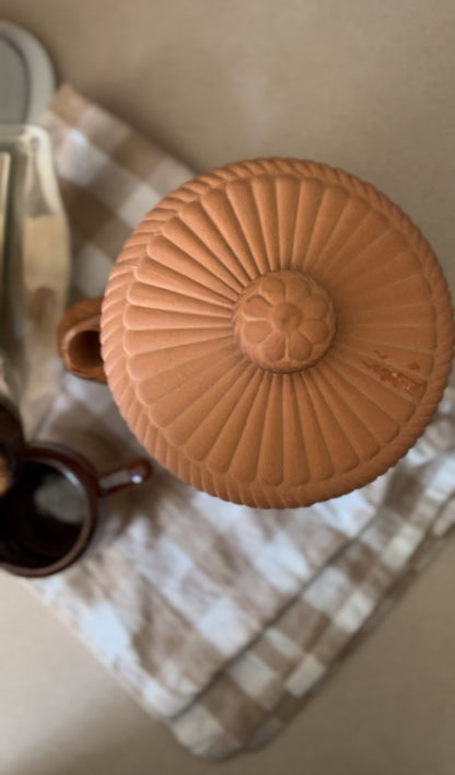 Terra Cotta Basket Weave Canister (with wooden spoon)