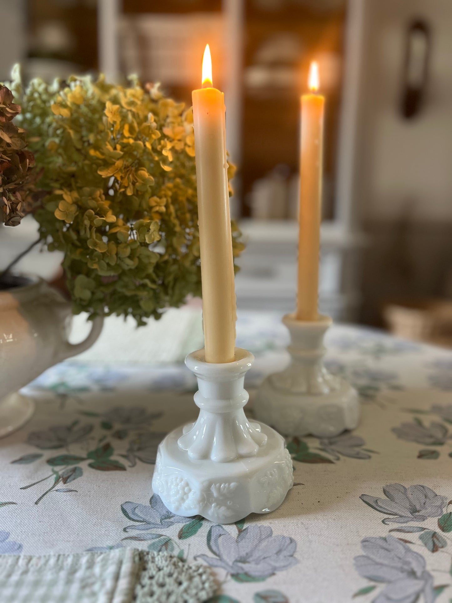 Pair of Milk Glass Candle Holders