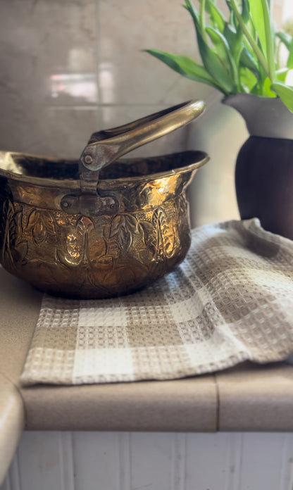 Ornate Hammered Brass Bucket