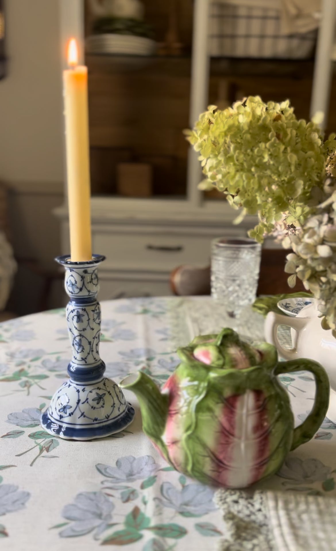 Pair of Blue and White Candle Holders