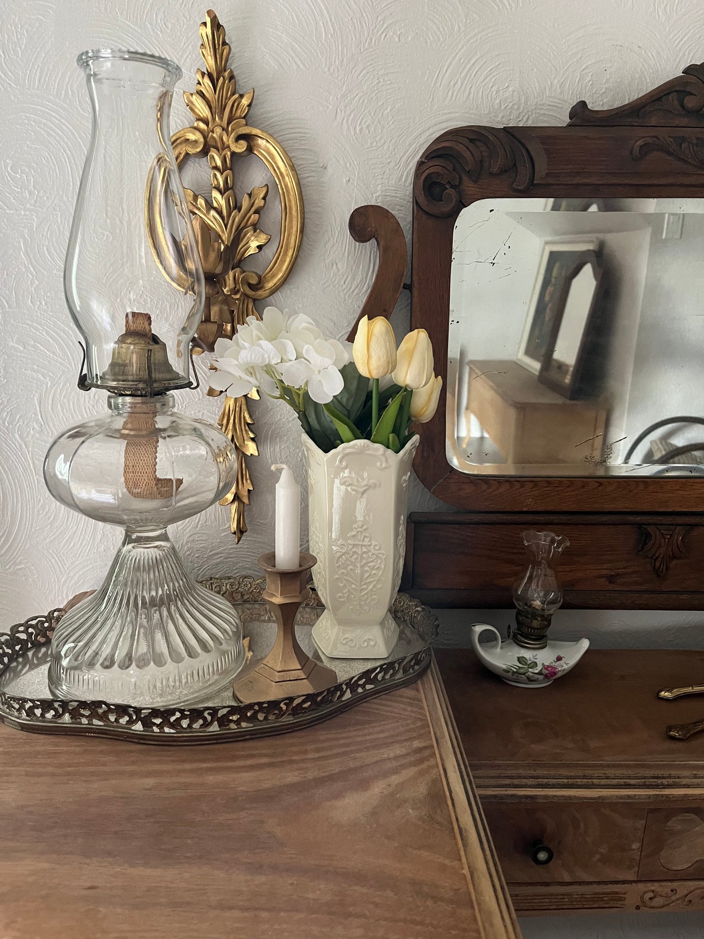 Cream-colored Ceramic Vase with Ornate Design