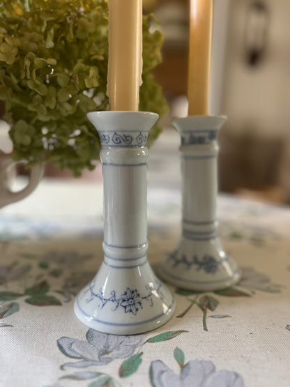 Blue and White Candle Holders (set of 2)