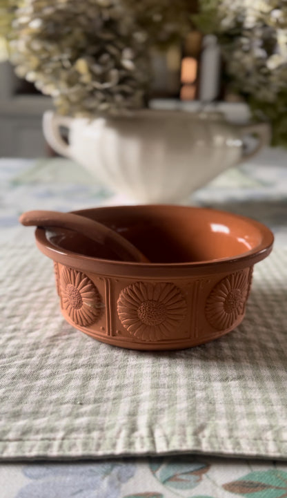 Terracotta Sunflower Bowl with Spoon