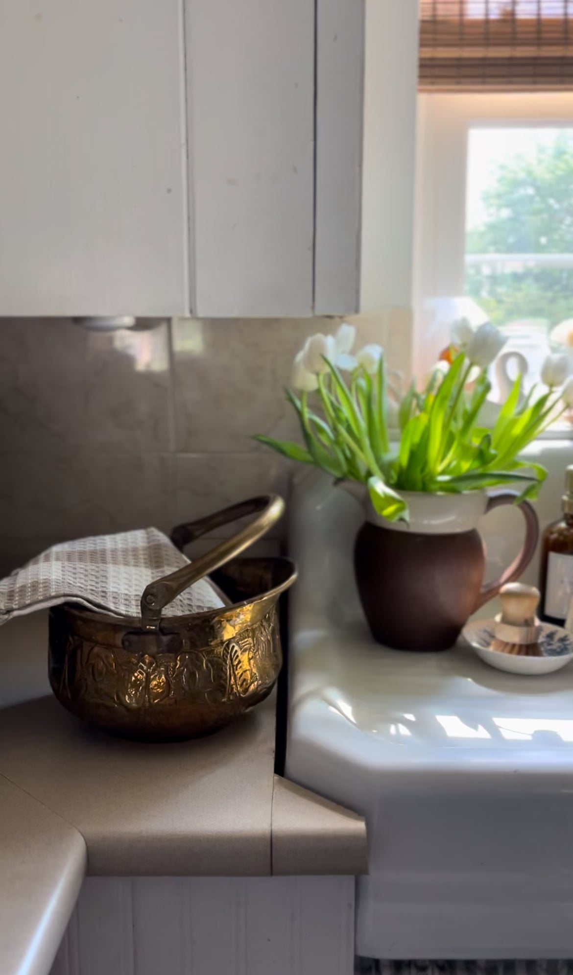 Ornate Hammered Brass Bucket