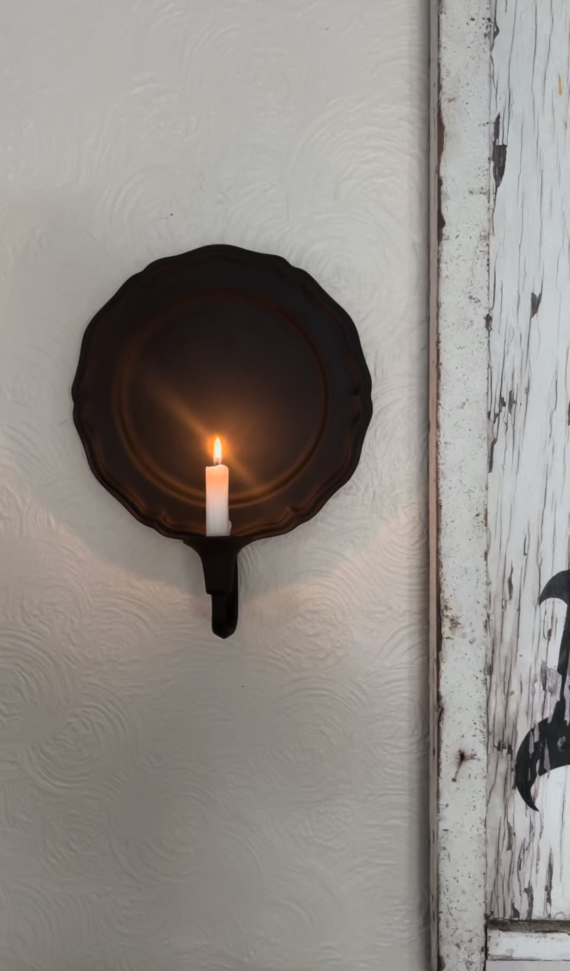 Refinished Black Plate Sconce