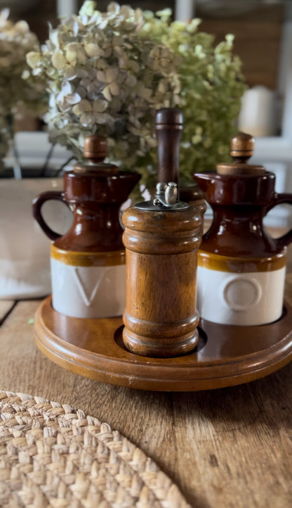 Vintage Lazy Susan Condiment Set