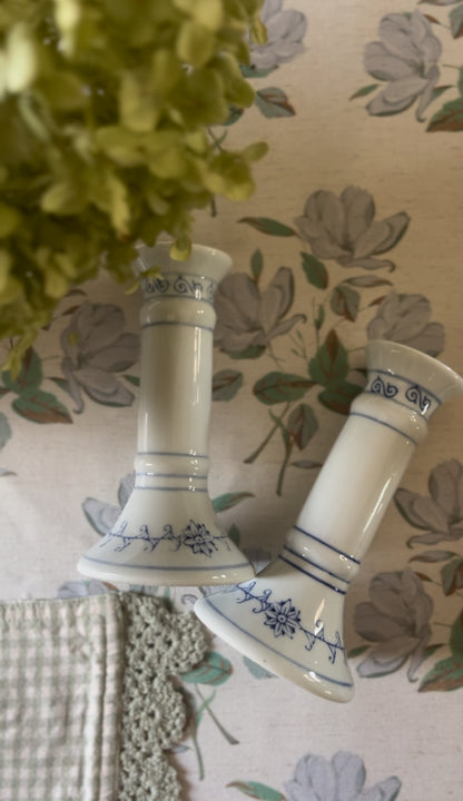 Blue and White Candle Holders (set of 2)