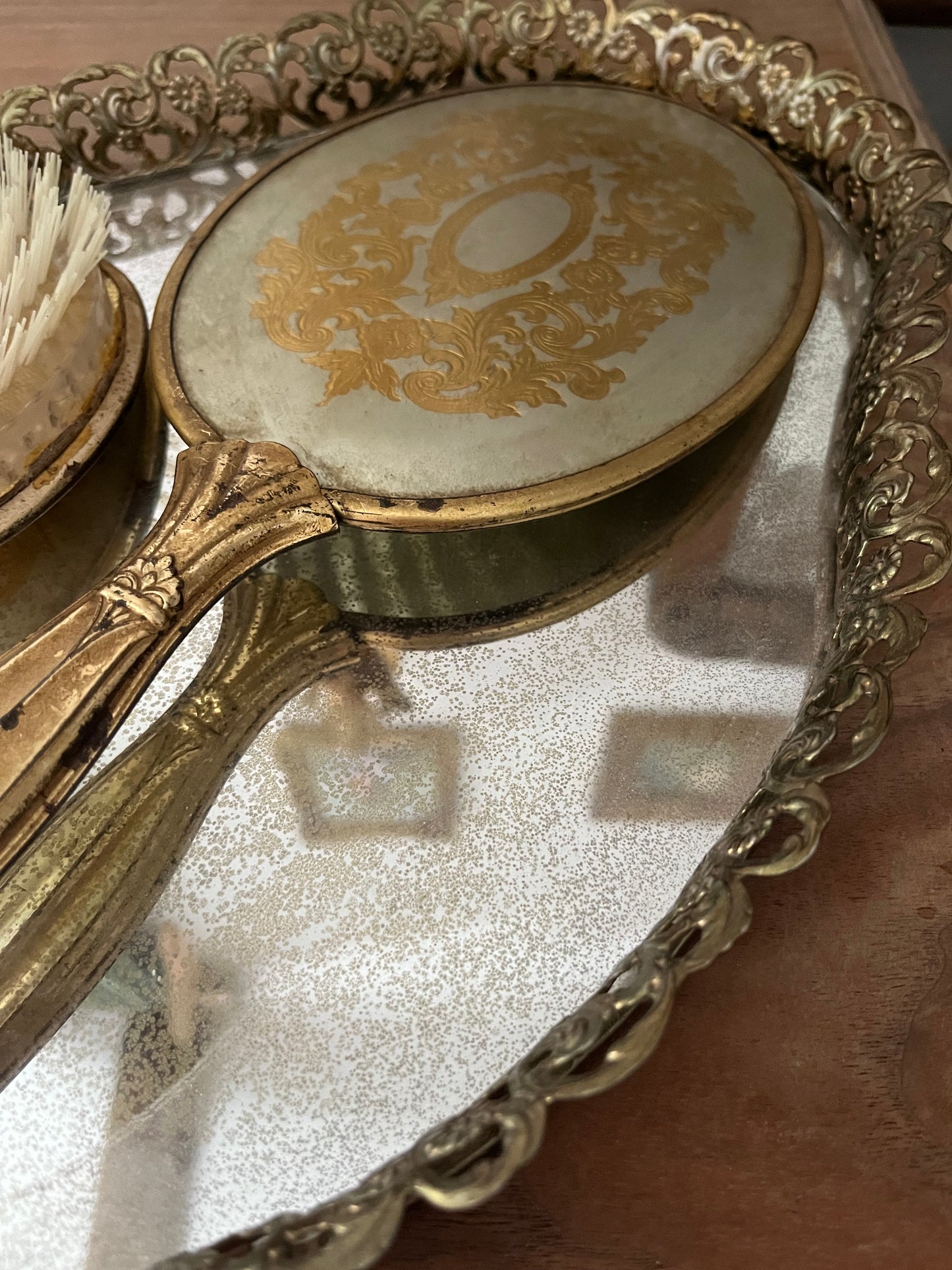 Antique Hairbrush and Mirror Set