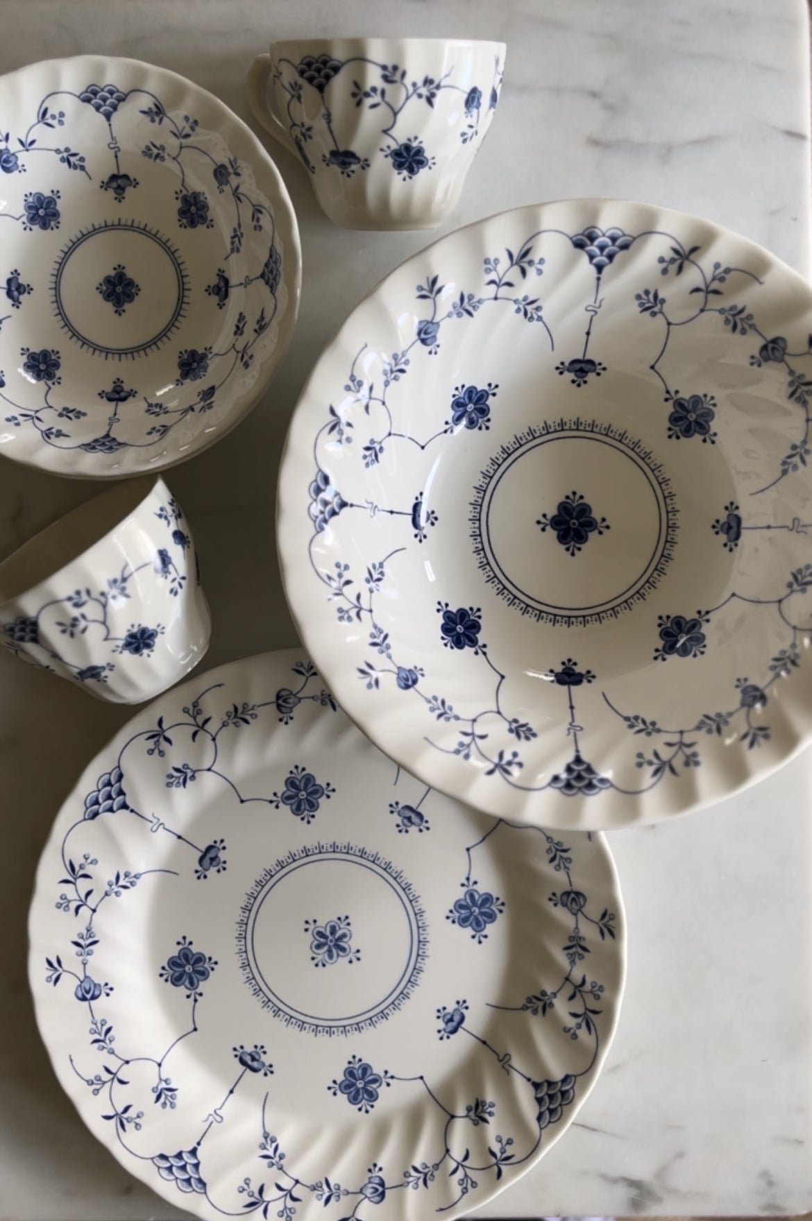 Blue and White Churchill Dish Set