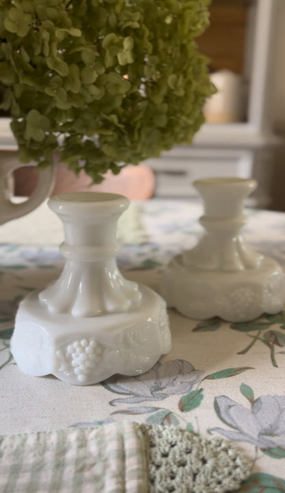 Pair of Milk Glass Candle Holders