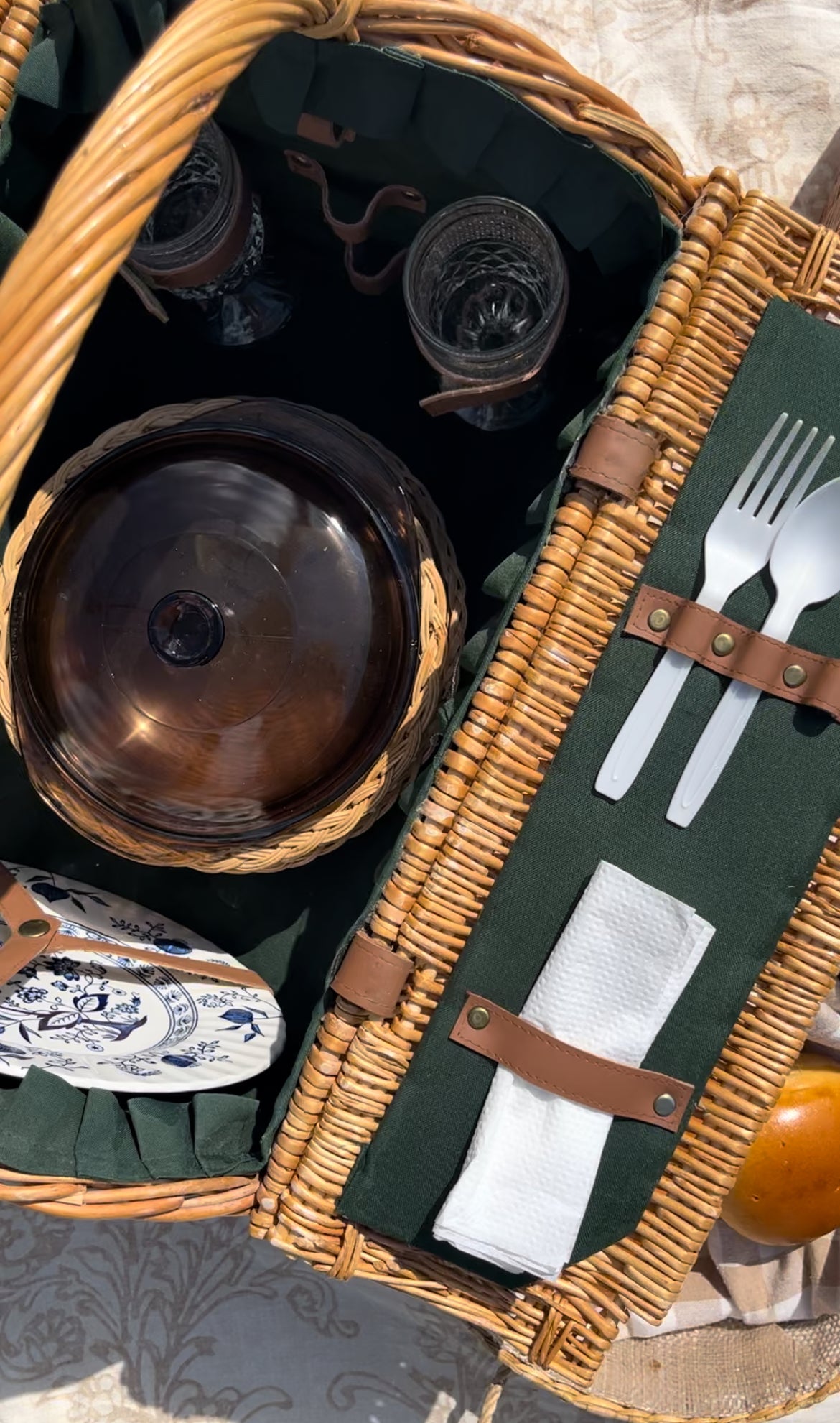 Vintage Barrel Wicker Picnic Basket