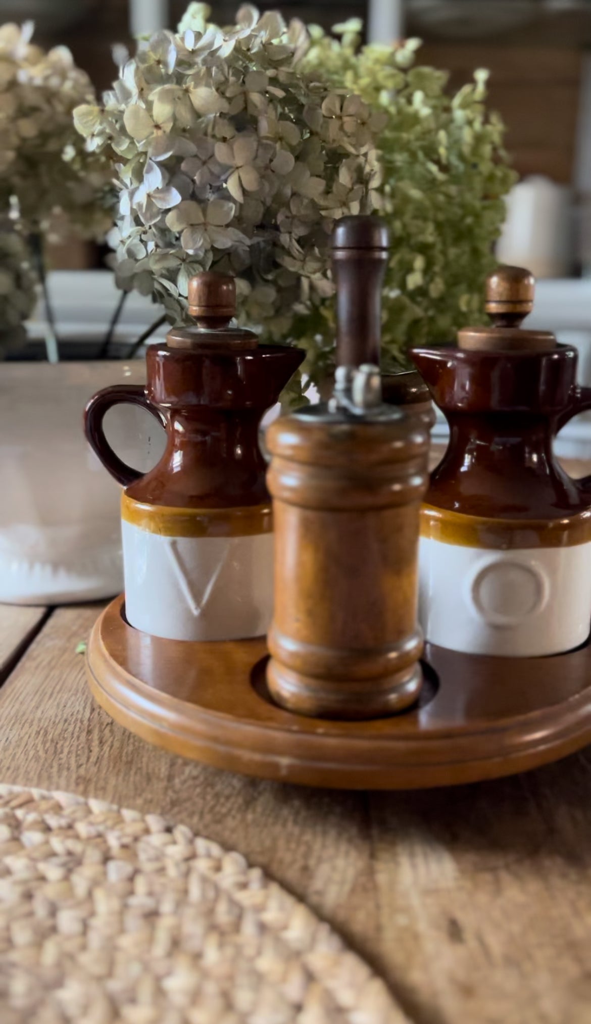 Vintage Lazy Susan Condiment Set