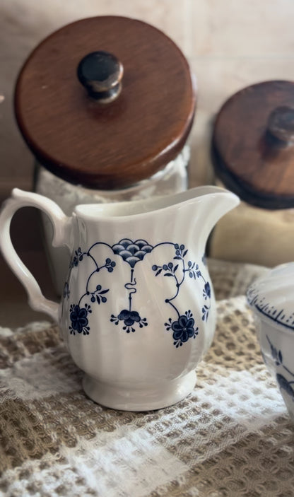 Blue and White Finlandia Pattern Creamer and Sugar Dish (sold separately)