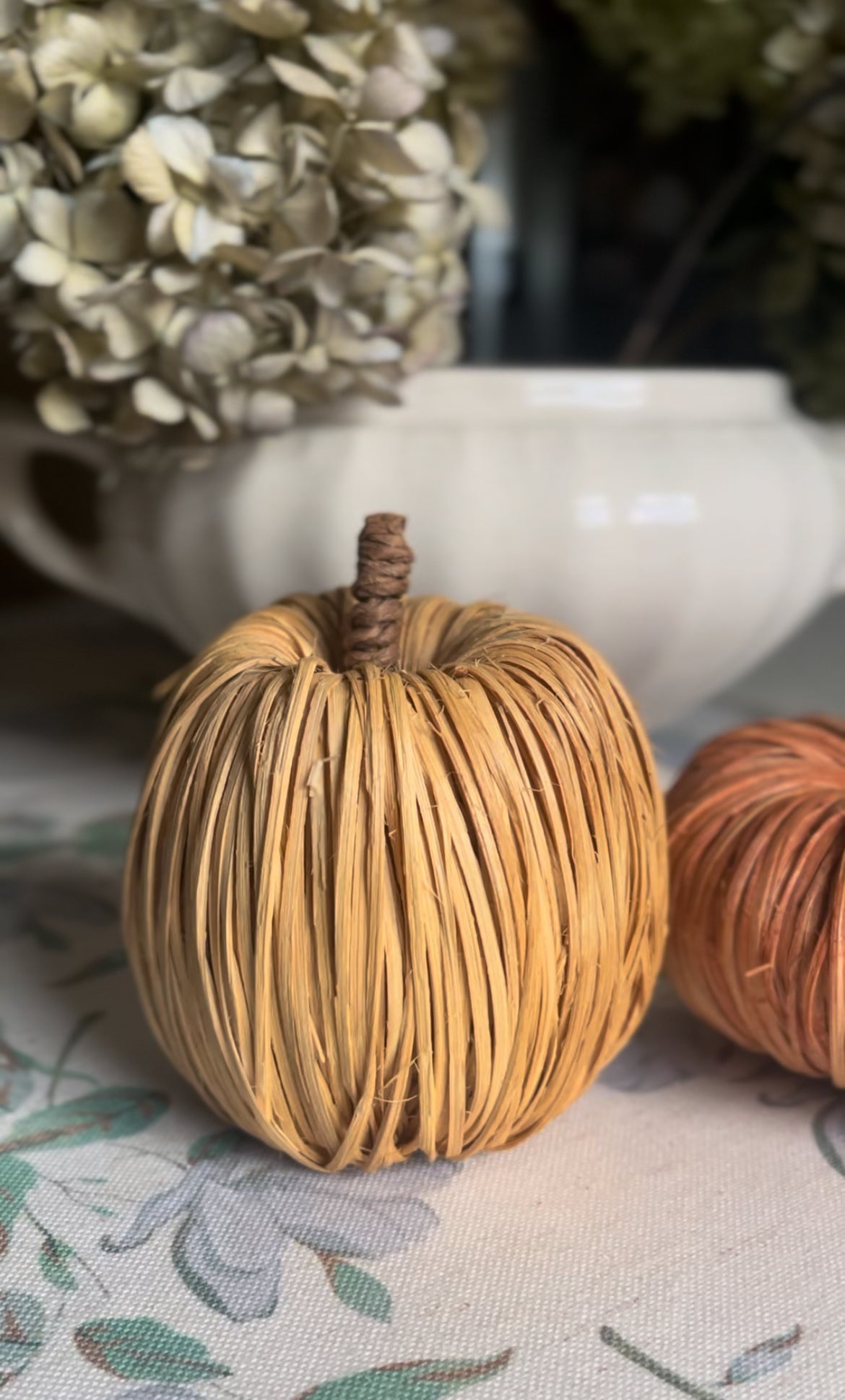 Set of 2 Raffia Pumpkins