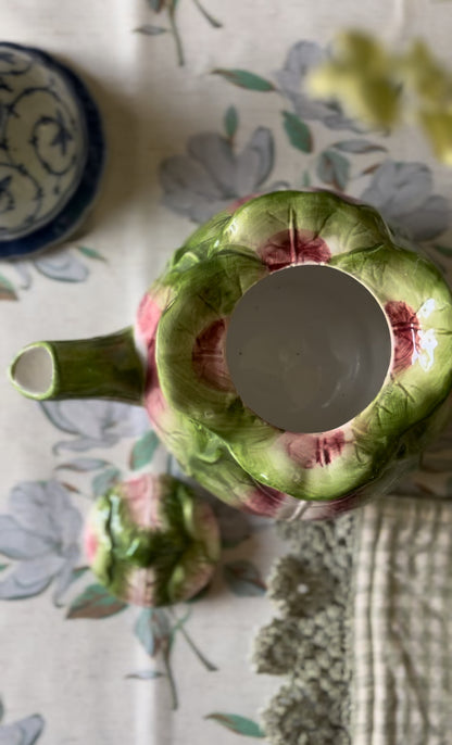 Vintage Ceramic Cabbage Leaf Teapot