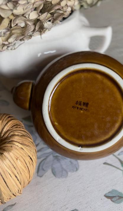 Warm Caramel Colored Ceramic Teapot