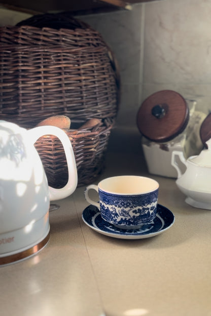 Blue Willow English Teacups With Saucers (3 left)