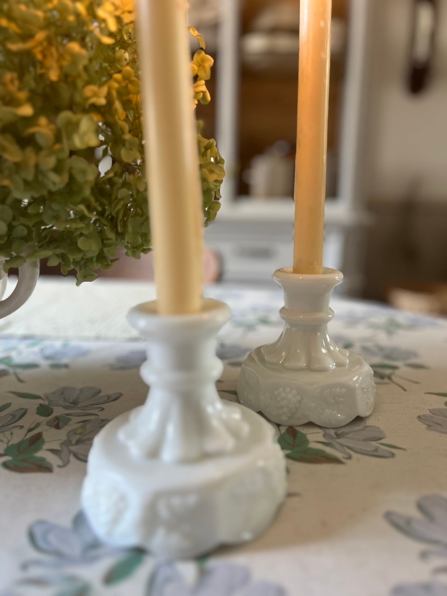 Pair of Milk Glass Candle Holders