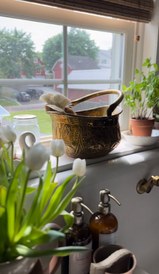 Ornate Hammered Brass Bucket