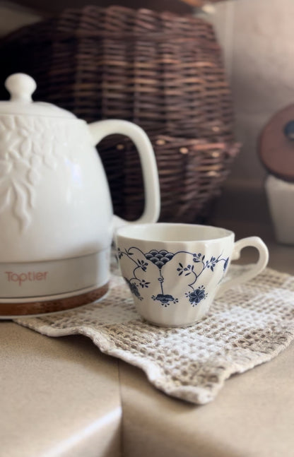 Blue and White Churchill Finlandia Pattern Teacup (4 available)