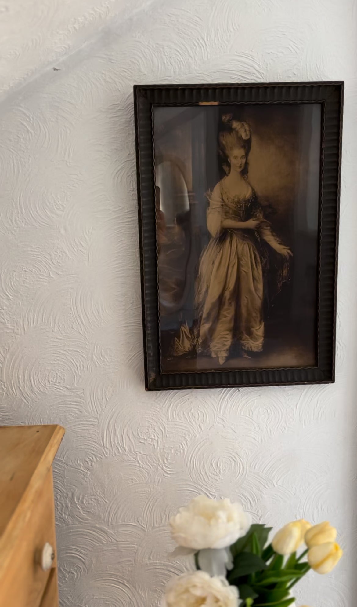 Vintage Victorian Portrait Print in a Black Chippy Frame