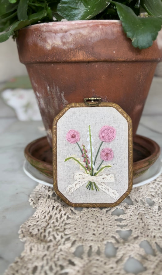 Pink Peony Bouquet Embroidery