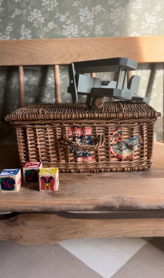 Vintage Wicker Basket with Lid