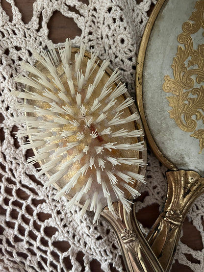 Antique Hairbrush and Mirror Set