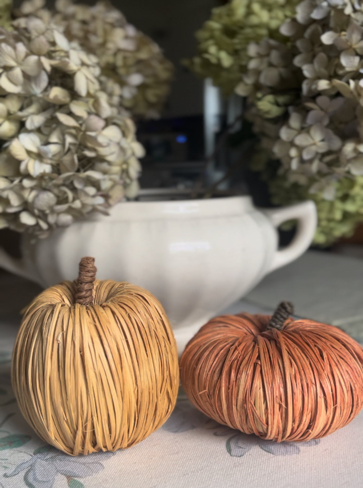 Set of 2 Raffia Pumpkins