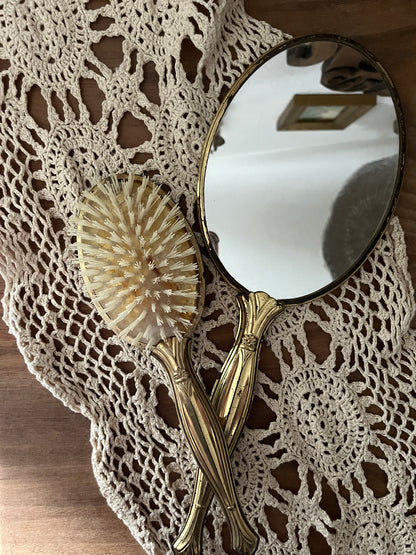 Antique Hairbrush and Mirror Set