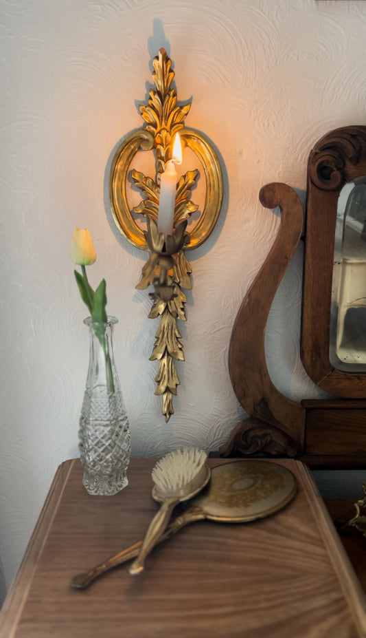 Ornate Wooden Sconce Hand-Carved in Italy