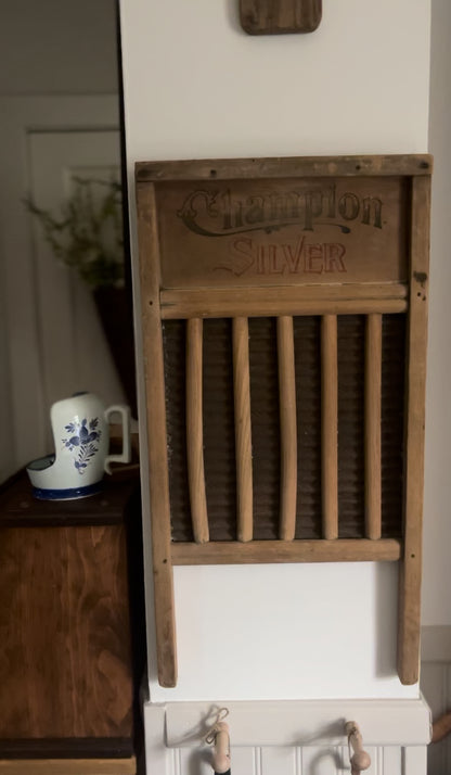 Antique Champion Silver Wash Board