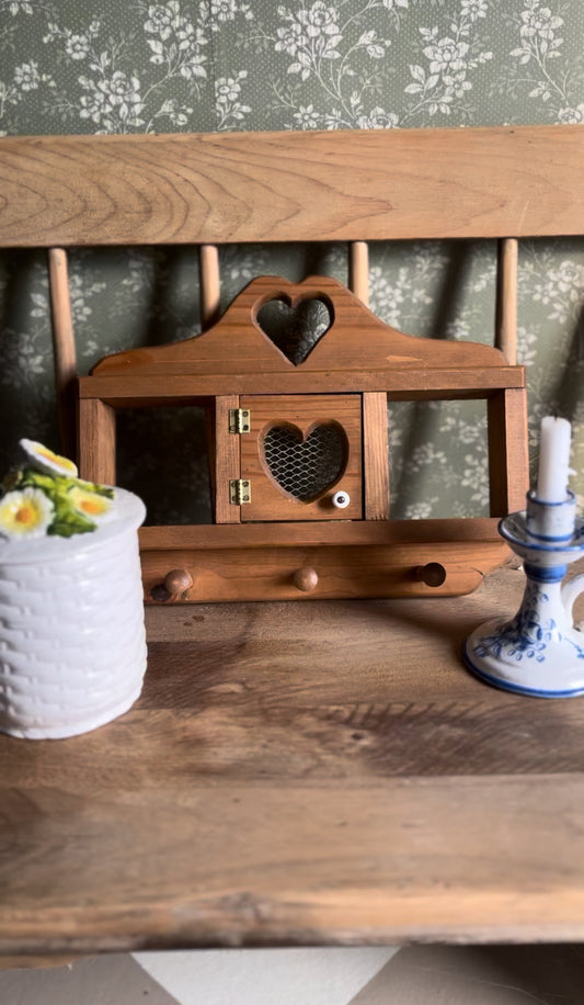 Vintage Wooden Heart Shelf/Peg Rack