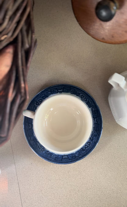 Blue Willow English Teacups With Saucers (3 left)