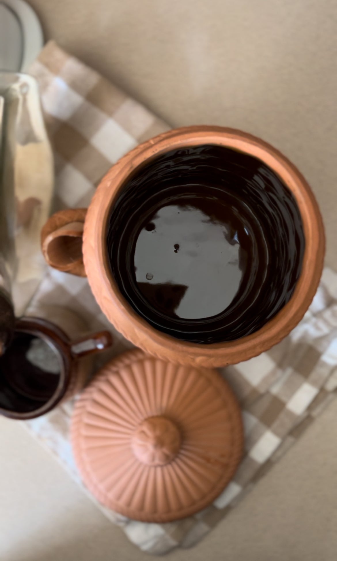 Terra Cotta Basket Weave Canister (with wooden spoon)