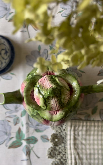 Vintage Ceramic Cabbage Leaf Teapot